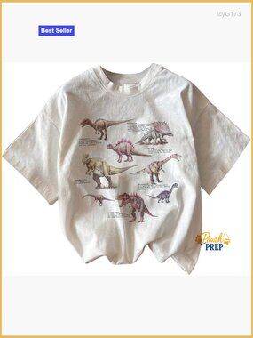 Dinosaur Graphic Crew Neck Short Sleeve T-Shirt Tee Top